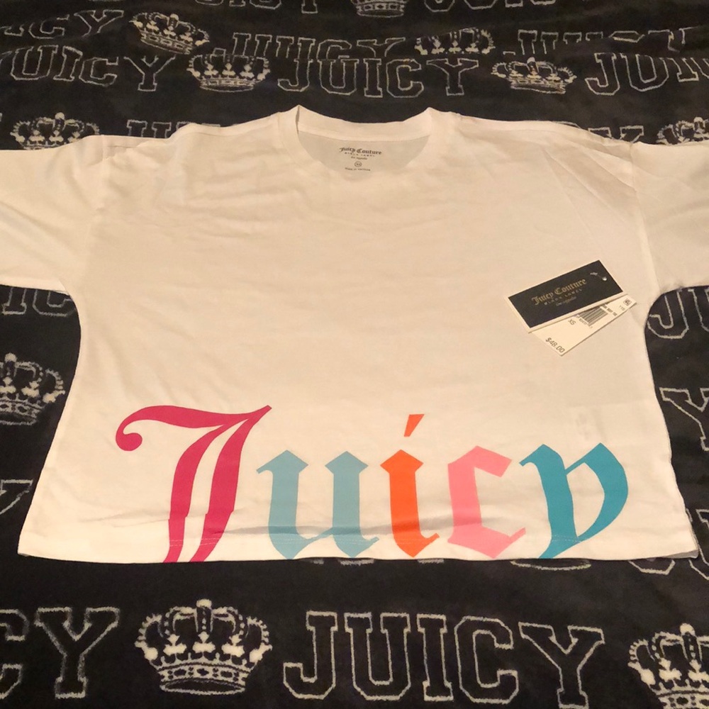 NWT Juicy couture white oversized cropped tee sized xs
